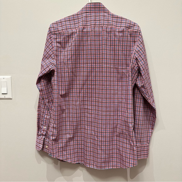 Banana Republic Men’s Checkered Dress Shirt, 100% Cotton Red Blue Size Small - Picture 3 of 10